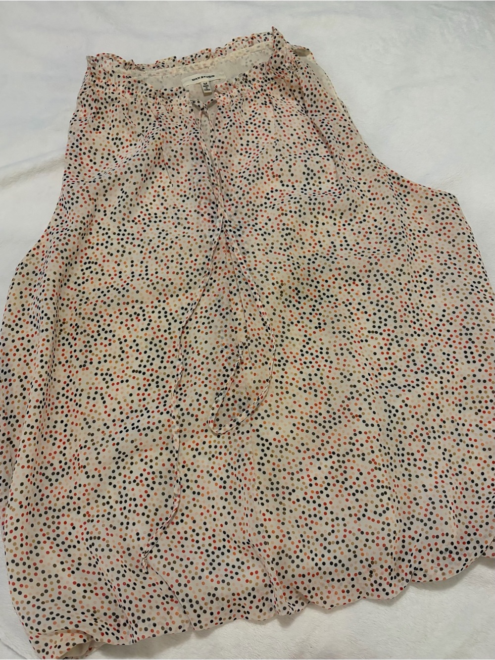 Max Studio Light Cream Polka Dot Sleeveless Blouse - Women's Top